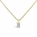 14K Gold Lab Grown Emerald Cut Solitaire Diamond Pendant Necklace-2 thumbnail 3