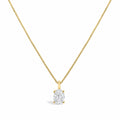 14K Gold Lab Grown Oval Solitaire Diamond Pendant Necklace-0