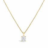 14K Gold Lab Grown Oval Solitaire Diamond Pendant Necklace-0 thumbnail 1