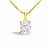 14K Gold Lab Grown Oval Solitaire Diamond Pendant Necklace-2 thumbnail 3