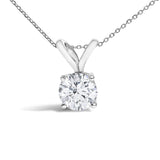 14K Gold Lab Grown Diamond Round Solitaire Pendant Necklace-3 thumbnail 4