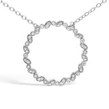 .925 Sterling Silver 1/7 Cttw Lab Grown Diamond Beaded Love Circle Pendant Necklace - Size 18 Inches-1 thumbnail 2