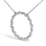 .925 Sterling Silver 1/7 Cttw Lab Grown Diamond Beaded Love Circle Pendant Necklace - Size 18 Inches-3 thumbnail 4