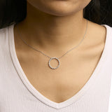 .925 Sterling Silver 1/7 Cttw Lab Grown Diamond Beaded Love Circle Pendant Necklace - Size 18 Inches-2 thumbnail 3