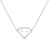925 sterling silver diamond-shaped pendant necklace with lab grown diamonds thumbnail 1