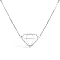 .925 Sterling Silver 1/7 Cttw Lab Grown Diamond Diamond Shaped Pendant Necklace - Size 18 Inches