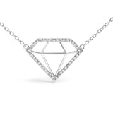 .925 Sterling Silver 1/7 Cttw Lab Grown Diamond Diamond Shaped Pendant Necklace - Size 18 Inches-1 thumbnail 2
