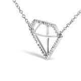 .925 Sterling Silver 1/7 Cttw Lab Grown Diamond Diamond Shaped Pendant Necklace - Size 18 Inches-3 thumbnail 4