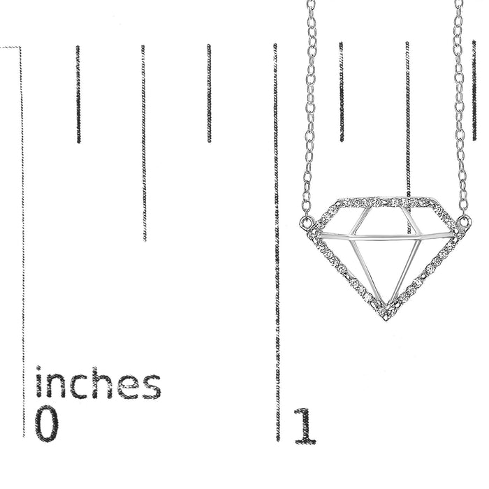 .925 Sterling Silver 1/7 Cttw Lab Grown Diamond Diamond Shaped Pendant Necklace - Size 18 Inches