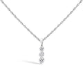 925 sterling silver necklace with 3 round lab grown diamond stones