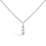 925 sterling silver necklace with 3 round lab grown diamond stones thumbnail 1