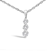 .925 Sterling Silver 1/7 Cttw Lab Grown Diamond Three Stone Diamond Pendant Necklace - 18