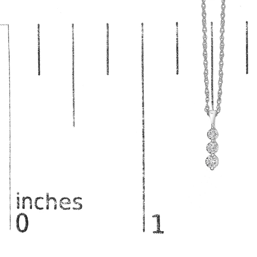 .925 Sterling Silver 1/7 Cttw Lab Grown Diamond Three Stone Diamond Pendant Necklace - 18