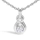.925 Sterling Silver 1/10 Cttw Lab Grown Diamond Love Knot Solitaire Pendant Necklace - Size 18 Inches-1 thumbnail 2