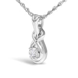 .925 Sterling Silver 1/10 Cttw Lab Grown Diamond Love Knot Solitaire Pendant Necklace - Size 18 Inches-3 thumbnail 4