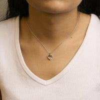 .925 Sterling Silver Lab Grown Diamond 1/4 Cttw Three Stone Heart Pendant Necklace - 18