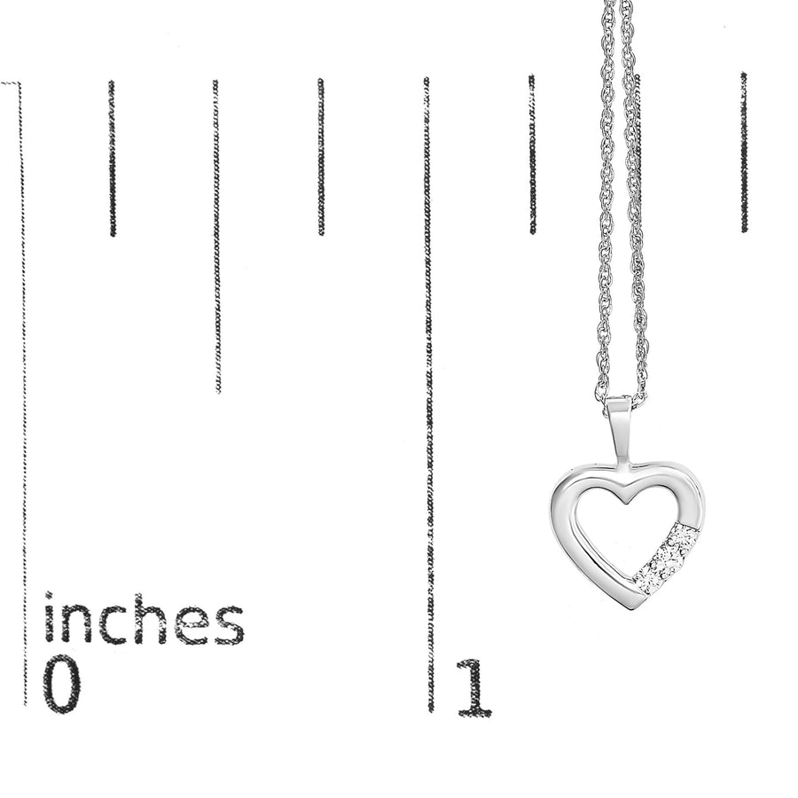 .925 Sterling Silver Lab Grown Diamond 1/4 Cttw Three Stone Heart Pendant Necklace - 18