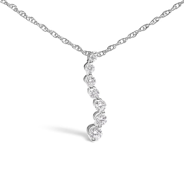 .925 Sterling Silver 1/4 Cttw Lab Grown Diamond Journey Pendant Necklace - 18