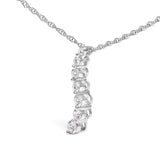 .925 Sterling Silver 1/4 Cttw Lab Grown Diamond Journey Pendant Necklace - 18