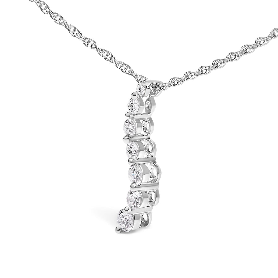 .925 Sterling Silver 1/4 Cttw Lab Grown Diamond Journey Pendant Necklace - 18
