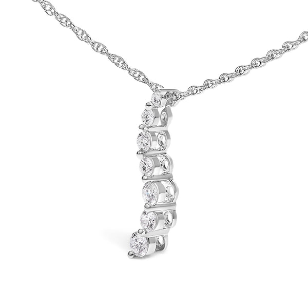 .925 Sterling Silver 1/4 Cttw Lab Grown Diamond Journey Pendant Necklace - 18
