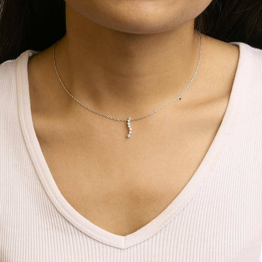 .925 Sterling Silver 1/4 Cttw Lab Grown Diamond Journey Pendant Necklace - 18