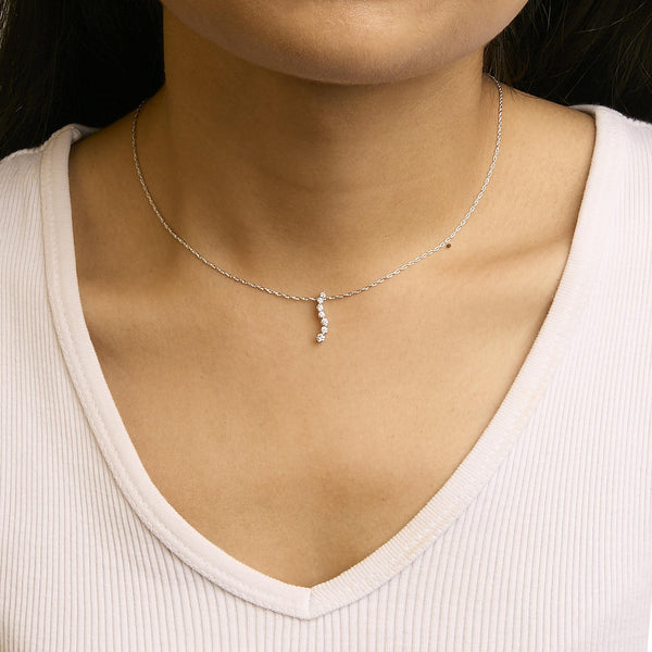 .925 Sterling Silver 1/4 Cttw Lab Grown Diamond Journey Pendant Necklace - 18