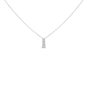 14K Gold 1/2 Cttw Lab Grown Diamond Three Stone Pendant Necklace-1