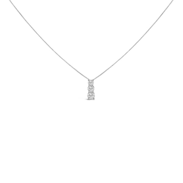 14K Gold 1/2 Cttw Lab Grown Diamond Three Stone Pendant Necklace