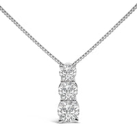 14K Gold 1/2 Cttw Lab Grown Diamond Three Stone Pendant Necklace