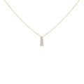 14K gold three stone necklace with 3 round lab grown diamond stones
