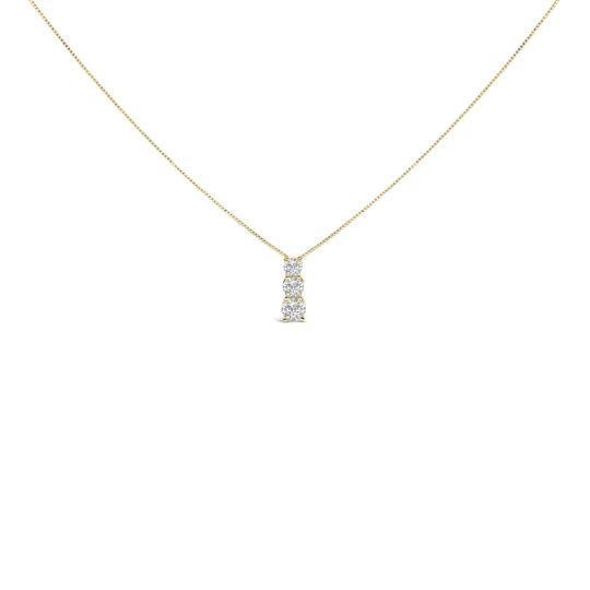 14K Gold 1/2 Cttw Lab Grown Diamond Three Stone Pendant Necklace-0