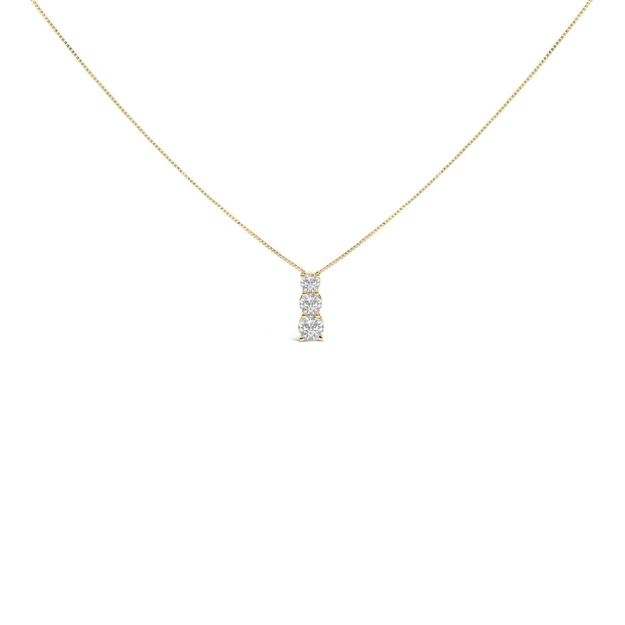 14K Gold 1/2 Cttw Lab Grown Diamond Three Stone Pendant Necklace