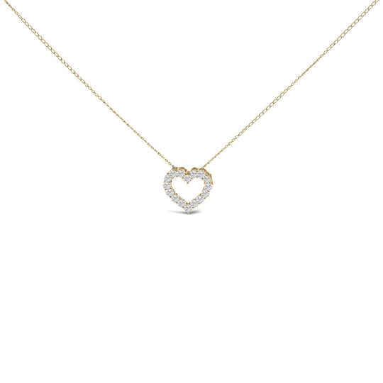 14K Gold 1/2 Carat Lab Grown Diamond Heart Shape Pendant Necklace-0