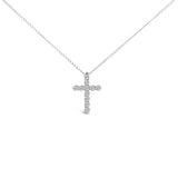 14K Gold 1/2 Cttw Lab Grown Diamond 11 Stone Cross Pendant Necklace-1 thumbnail 2