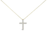 14K Gold 1/2 Cttw Lab Grown Diamond 11 Stone Cross Pendant Necklace-0 thumbnail 1