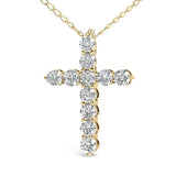 14K Gold 1/2 Cttw Lab Grown Diamond 11 Stone Cross Pendant Necklace-2 thumbnail 3