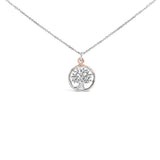 14K rose gold Tree of Life necklace with round diamond accent stones thumbnail 1