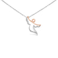 14K rose gold plated silver angel pendant necklace with small round diamonds