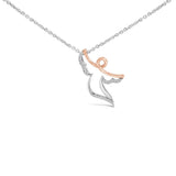14K Rose Gold Plated Sterling Silver 1/10 Cttw Diamond Angel Pendant Necklace-0 thumbnail 1