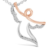 14K Rose Gold Plated Sterling Silver 1/10 Cttw Diamond Angel Pendant Necklace-1 thumbnail 2