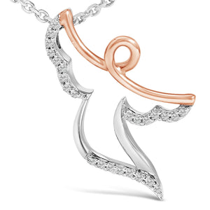 14K Rose Gold Plated Sterling Silver 1/10 Cttw Diamond Angel Pendant Necklace-1