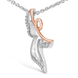 14K Rose Gold Plated Sterling Silver 1/10 Cttw Diamond Angel Pendant Necklace-3 thumbnail 4