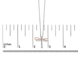 14K Rose Gold Plated Sterling Silver 1/10 Cttw Diamond Dragonfly Pendant Necklace-4 thumbnail 5