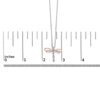 14K Rose Gold Plated Sterling Silver 1/10 Cttw Diamond Dragonfly Pendant Necklace