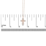10K Rose Gold Plated Sterling Silver 1/6 Cttw Diamond Double Loop Cross Pendant Necklace-4 thumbnail 5