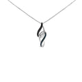 925 sterling silver linear swirl necklace with black blue white diamond stones