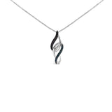 925 sterling silver linear swirl necklace with black blue white diamond stones thumbnail 1