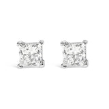 14K White Gold 3/8 Cttw Lab Grown Princess-Cut Diamond 4-Prong Solitaire Stud Earrings (VS1-VS2 Clarity, F-G Color)-0 thumbnail 1