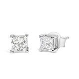 14K White Gold 3/8 Cttw Lab Grown Princess-Cut Diamond 4-Prong Solitaire Stud Earrings (VS1-VS2 Clarity, F-G Color)-1 thumbnail 2